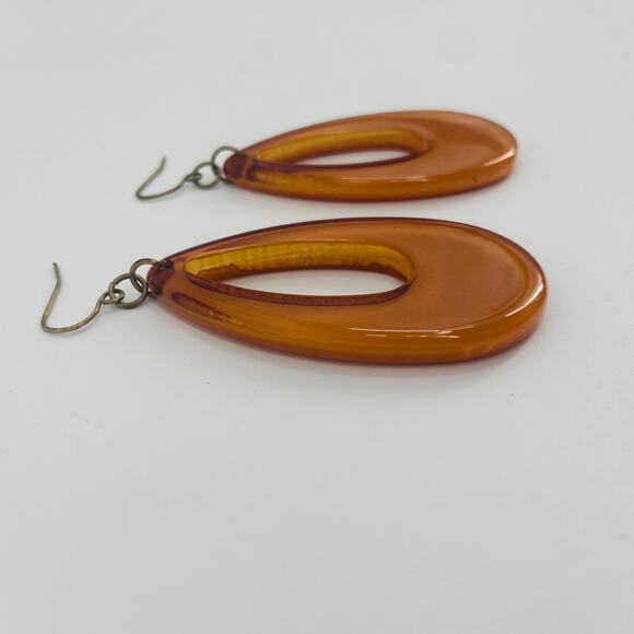 Tear Drop Orange Earrings - Picture 3 of 5